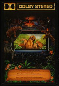 5x199 DOLBY STEREO DS 27x40 advertising poster '90 artwork of jungle animals in theater!
