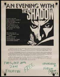 5x161 EVENING WITH THE SHADOW stage play stage poster '75 no man is truly safe!