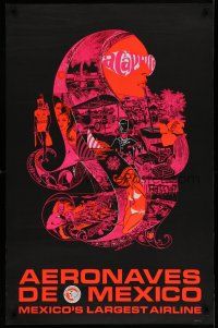 5x093 AERONAVES DE MEXICO ACAPULCO travel poster '70s cool montage artwork by Bob Bride!