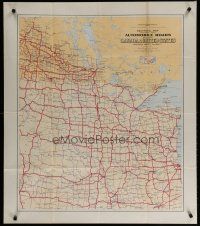 5x113 AUTOMOBILE ROADS BETWEEN CANADA & UNITED STATES travel poster '30 map of northern plains!