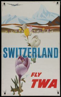 5x045 TWA SWITZERLAND travel poster '50s wonderful art of nature by David Klein!