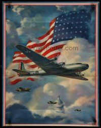 5x011 KEEP 'EM FLYING 20x26 WWII war poster '41 patriotic art of B-17 bomber & fighters!