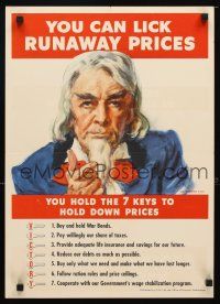 5x021 YOU CAN LICK RUNAWAY PRICES 16x23 WWII war poster '43 WWII, Flagg art of Uncle Sam!