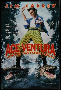 5y014 ACE VENTURA WHEN NATURE CALLS teaser 1sh '95 directed by Steve Oedekerk, wacky Jim Carrey!