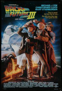 5y062 BACK TO THE FUTURE III DS 1sh '90 Michael J. Fox, Chris Lloyd, Drew Struzan art!