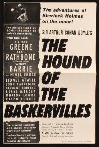 5z627 HOUND OF THE BASKERVILLES pressbook '39 Basil Rathbone as detective Sherlock Holmes!