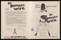 5z750 MY BROTHER'S WIFE pressbook '66 Doris Wishman, lust was her destiny, sexy art by Beauregard!