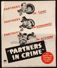 5z788 PARTNERS IN CRIME pressbook '37 Lynne Overman, Roscoe Karns, young Anthony Quinn!