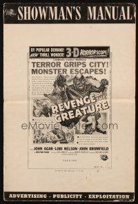 5z824 REVENGE OF THE CREATURE pressbook '55 lots of 3-D ads & info about both releases!