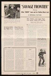 5z839 SAVAGE FRONTIER pressbook '53 great images of cowboy Rocky Lane & his horse Black Jack!