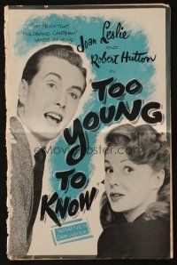 5z942 TOO YOUNG TO KNOW pressbook '45 sexy Joan Leslie & Robert Hutton are making love!