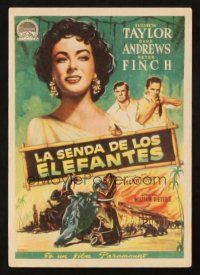5z086 ELEPHANT WALK Spanish herald '54 sexy Elizabeth Taylor, Andrews, different Albericio art!