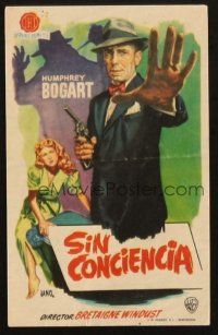 5z088 ENFORCER Spanish herald '51 different Jano art of Humphrey Bogart close up with gun in hand!