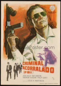 5z093 FBI CODE 98 Spanish herald '65 cool different art of G-men with guns by MCP!