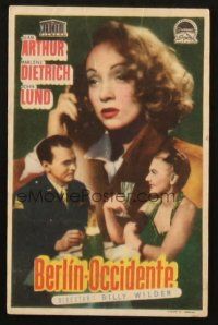 5z097 FOREIGN AFFAIR Spanish herald '50 Jean Arthur & sexy Marlene Dietrich, John Lund, different!