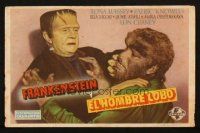 5z100 FRANKENSTEIN MEETS THE WOLF MAN Spanish herald '46 best c/u of Bela Lugosi & Lon Chaney Jr.!