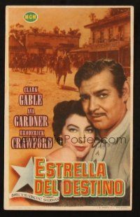 5z160 LONE STAR Spanish herald '53 different close up of Clark Gable & sexy Ava Gardner!
