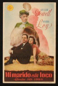 5z161 LOVE CRAZY Spanish herald '46 William Powell in drag as old lady & with Myrna Loy!