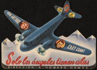 5z203 ONLY ANGELS HAVE WINGS die-cut Spanish herald '43 Cary Grant & Jean Arthur inside airplane!