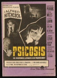 5z218 PSYCHO Spanish herald '61 Janet Leigh, Anthony Perkins, Alfred Hitchcock classic!