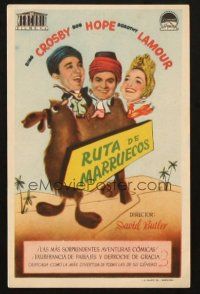 5z225 ROAD TO MOROCCO Spanish herald '45 art of Bob Hope, Bing Crosby & Dorothy Lamour on camel!