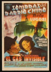 5z247 SHADOW OF CHINATOWN Spanish herald '47 great different art of spooky Bela Lugosi!