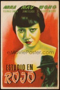5z267 STUDY IN SCARLET Spanish herald '33 cool art of Anna May Wong & Owen as Sherlock Holmes!