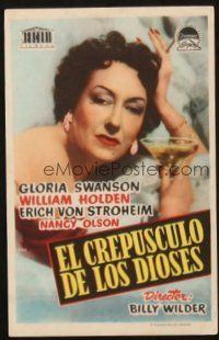 5z270 SUNSET BOULEVARD Spanish herald '52 different image of Gloria Swanson with drink!