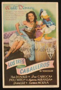 5z287 THREE CABALLEROS green Spanish herald '47 great different image of Donald Duck & sexy girl!
