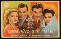 5z309 WHEN LADIES MEET Spanish herald '41 Joan Crawford, Robert Taylor, Greer Garson & Marshall!