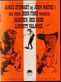 5z354 MAN WHO SHOT LIBERTY VALANCE Danish program '63 John Wayne, James Stewart, Ford, different!