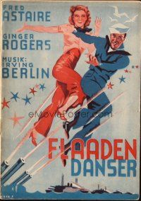 5z336 FOLLOW THE FLEET Danish program '36 Fred Astaire & Ginger Rogers, art by Erik Frederiksen!