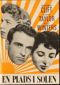 5z366 PLACE IN THE SUN Danish program '52 Montgomery Clift, Liz Taylor, Shelley Winters, different