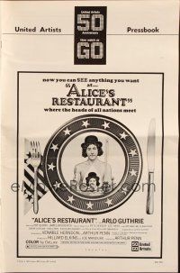 5z413 ALICE'S RESTAURANT pressbook '69 Arlo Guthrie, musical comedy directed by Arthur Penn!