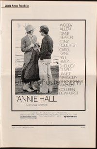 5z419 ANNIE HALL pressbook '77 full-length Woody Allen & Diane Keaton, a nervous romance!