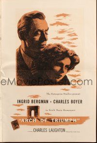 5z422 ARCH OF TRIUMPH pressbook '47 Ingrid Bergman, Charles Boyer, novel by Erich Maria Remarque!