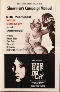 5z425 BAD GIRLS DO CRY pressbook '65 wild ecstasy, sexy art of barely clothed woman!