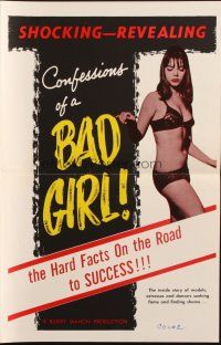 5z493 CONFESSIONS OF A BAD GIRL pressbook '65 Barry Mahon, sex, hard facts on the road to success!