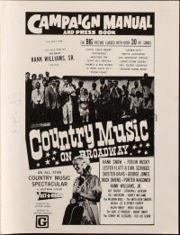 5z496 COUNTRY MUSIC ON BROADWAY pressbook '64 1st feature length all country picture, Hank Williams