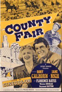 5z497 COUNTY FAIR pressbook '50 smiling Rory Calhoun & Jane Nigh, cool harness race images!