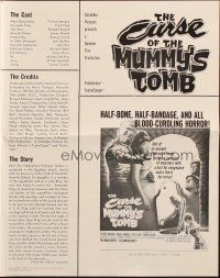 5z501 CURSE OF THE MUMMY'S TOMB pressbook '64 half-bone, half-bandage, all blood-curdling horror!