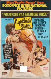 5z502 CYNTHIA'S SISTER pressbook '72 she awakened her abnormal desires to bait a trap of death!