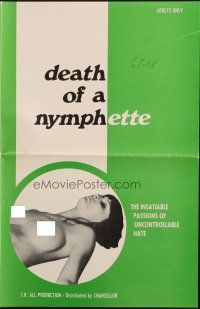5z509 DEATH OF A NYMPHETTE pressbook '67 insatiable passions of uncontrollable hate, sexy images!