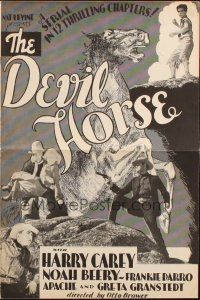 5z519 DEVIL HORSE pressbook '32 cool artwork of cowboy Harry Carey, Noah Beery, Mascot serial!