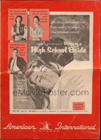 5z520 DIARY OF A HIGH SCHOOL BRIDE pressbook '59 AIP bad girl, it's not true what they say!