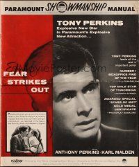 5z548 FEAR STRIKES OUT pressbook '57 Tony Perkins as Boston Red Sox baseball player Jim Piersall!