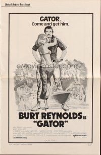 5z575 GATOR pressbook '76 art of Burt Reynolds & Lauren Hutton by McGinnis, White Lightning sequel