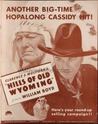 5z621 HILLS OF OLD WYOMING pressbook '37 William Boyd as Hopalong Cassidy, Gabby Hayes