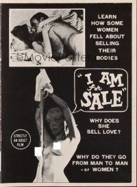 5z637 I AM FOR SALE pressbook '68 learn how some women feel about selling their bodies!