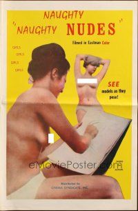 5z757 NAUGHTY NUDES pressbook '65 Barry Mahon, see models pose in a girls school art class!